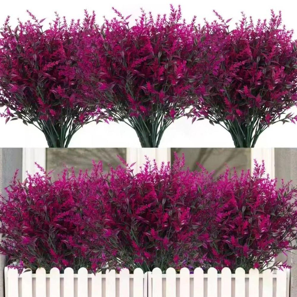5PCS 7 Heads Artificial Lavender Wheat Ear Lavender Bouquet Reusable Faux Lavender Wedding Decor