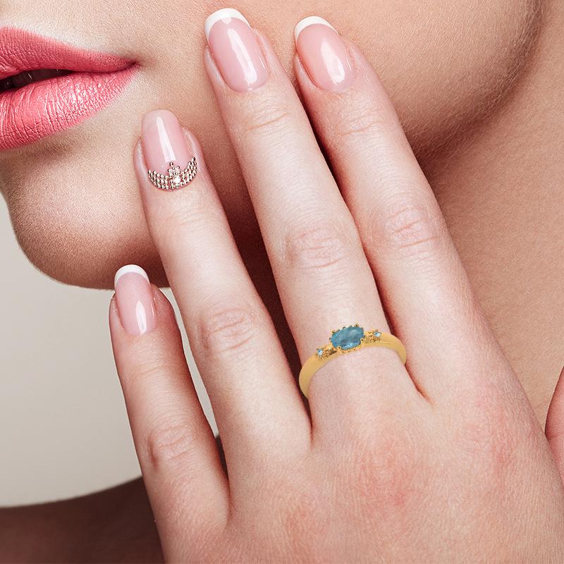 S925 Sterling Silver Luxury Noble Natural Stone Ring Gold Plated Open Wedding Engagement Ring Index Finger Ring