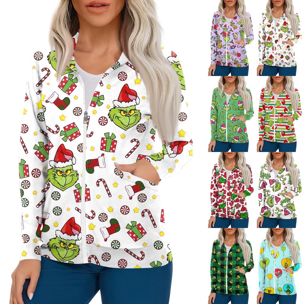 Women Long Sleeve Pattern Pocket Working Stand-up Collar Single-breasted Protective Overalls Cardigan Jacket Top