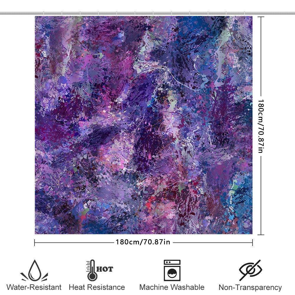 Abstract Bathroom Shower Curtain With Purple, Pink Blue Artistic Design Modern Home Decor For Bathtub 72 X 84 Inches (183Cm X 21