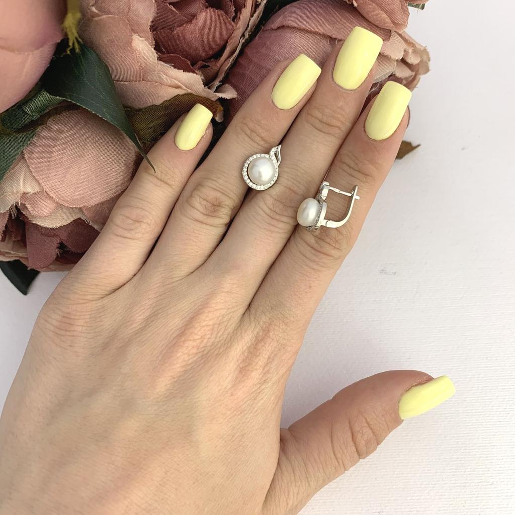 Silver Earrings with Natural Pearls (2079064)