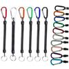 Camping Portable Fishing Lanyards Spring Elastic Rope Camping Carabiner Anti-lost Phone Keychain