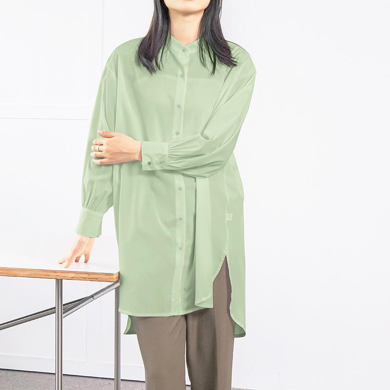 Spring and Summer Solid Color Loose Shirt Women's Medium and Long Large Version Women's Shirt New