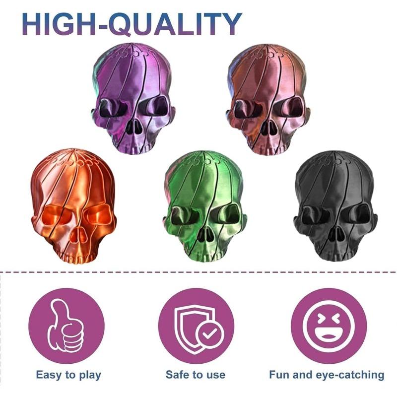 3D Printed Twisty Skull Fidget Toy, 3D Printed Skeleton, Rotating Clicker Fidget, Skull Sensory Toy for Stress Relief,, Halloween Gothic Novelty Gift