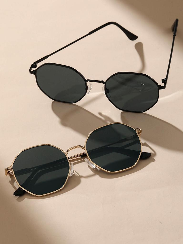 1/2 Pcs Metal Geometric Round Frame Fashion Sunglasses For Vacation Decors Photo Props