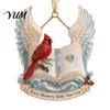 Decorative Acrylic Home Gifts Red Birds Christmas Ornament, 2D Bird Hanging Decoration Unique Commemorative Holiday Decor with Angel Wings,