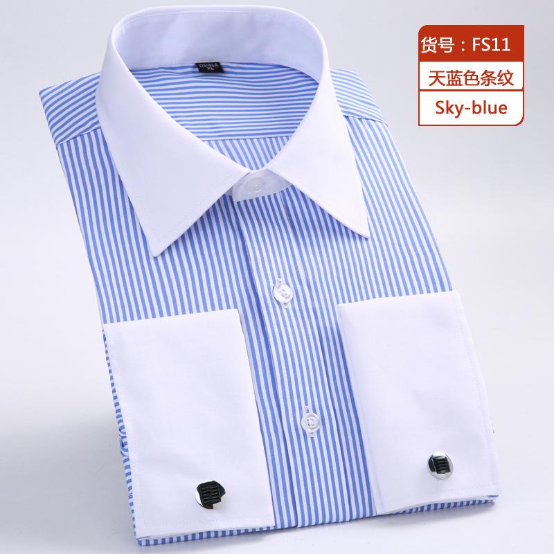 M~6XL Мужская классическая рубашка с французской манжетой 2026 Новая Белая С длинным рукавом Формальная Деловая Пуговицы Рубашки Обычный крой Манжеты Свадебная Рубашка