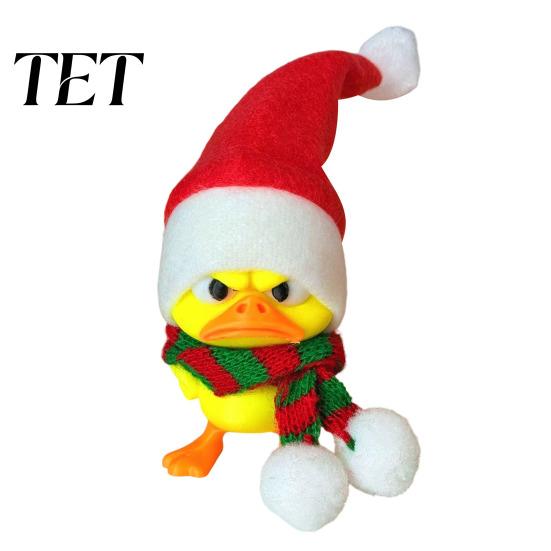 Trendy Desktop Ornaments Christmas Little Duck Ornament, 3D Printed Cute Figurine, Detachable Hat Decorative Figures for Kids And Scarf Design,