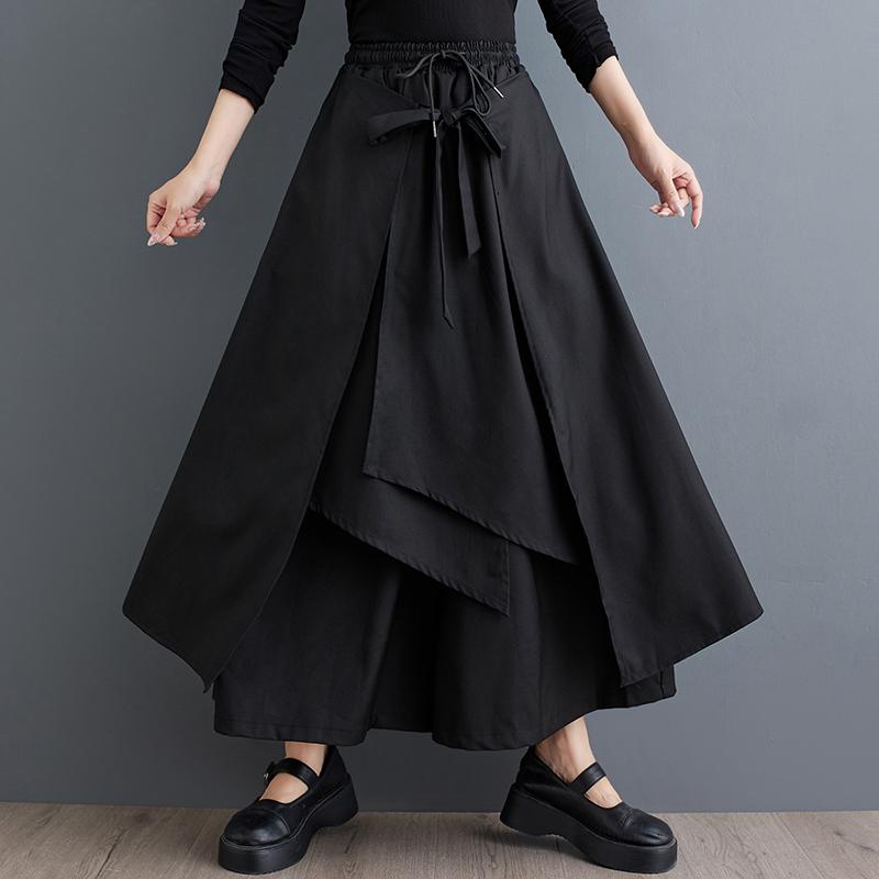 DIMANAF Весна Плюс Размер Женские Широкие Брюки Высокая Талия Базовые Брюки Эластичные Свободные Повседневные Брюки Черные Брюки