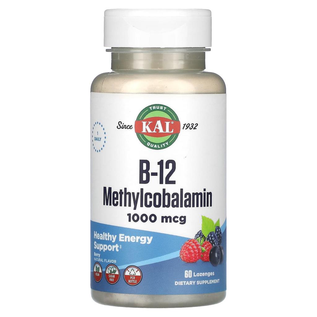 B-12 Methylcobalamin, Berry Flavor, 1,000Mcg, 60 Lozenges