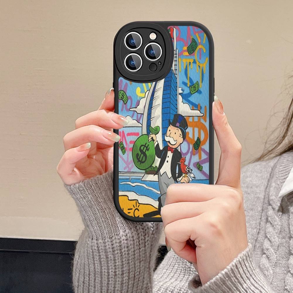 Cartoon Dollar Monopolys Phone Case Hard Leather For iPhone 16 15 14 13 12 Mini 11 14 Pro Max Xs X Xr 7 8 Plus Fundas