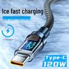 Двойной кабель Type-C 120 Вт, Apple 15/16, Huawei Honor, быстрая зарядка 6 А