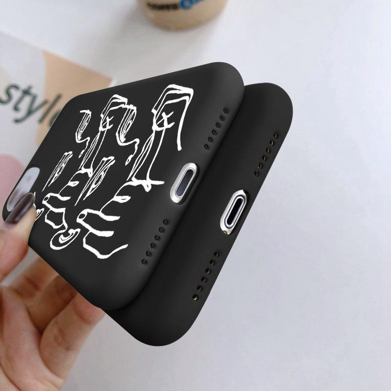 Чехол для телефона для Redmi 13C 4G 12C A3 A2 A1 Plus Note 13 Pro для Xiaomi 14 13 Poco C65 X6 X3 Pro NFC Fashion Artlines Противоударный бампер Черный мягкий чехол