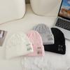 New Autumn and Winter Korean Style Pin Wool Hat for Women Cute Sweet Knitted Pullover Hat Warm Windproof Cold Hat