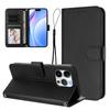 For iPhone 16 Pro Max Wallet Case RFID Blocking Calf Texture Leather Stand Phone Cover with Strap