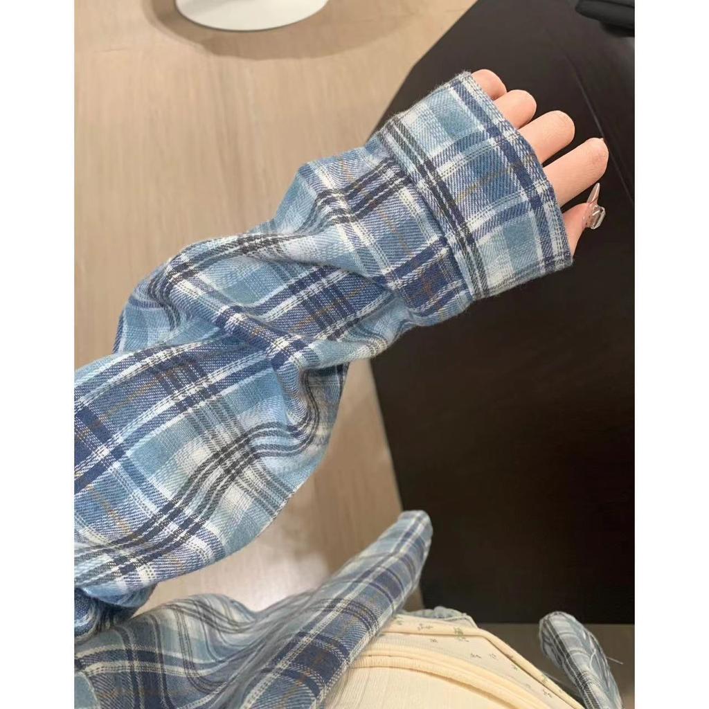 Весенне-осенняя женская рубашка с воротником поло, свободная повседневная клетчатая блуза, большой кардиган, женская блузка в корейском стиле