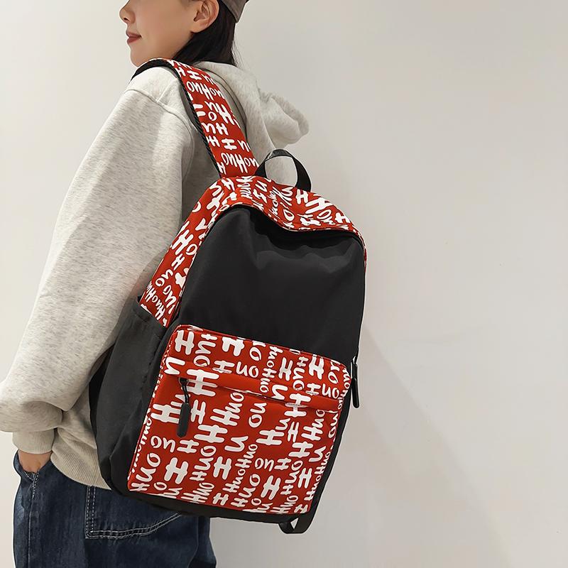 Большая вместительная школьная сумка в стиле колледжа для мужчин и женщин с буквенным принтом, студенческий компьютерный дорожный рюкзак