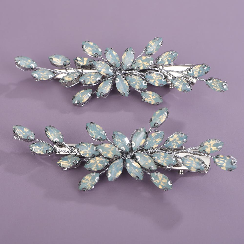 2 шт. Заколка для волос со стразами для свадьбы, свадебное украшение для головы, серебристый, черный, свадебные аксессуары для волос, зеленый, красный, тиара, синий, фиолетовый, украшения