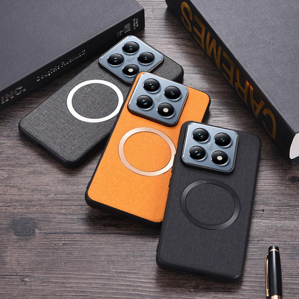 Магнитный чехол для Xiaomi 14T Pro, противоударный, из ТПУ+ткани, задняя крышка телефона