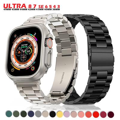 Ремешок из нержавеющей стали для Apple Watch Ultra 2, ремешок 49 мм, 9, 8, 7, 45 мм, 41 мм, браслет Correa для Iwatch 6, 5, 4, 3 Se, 44 мм, 42 мм, 40 мм