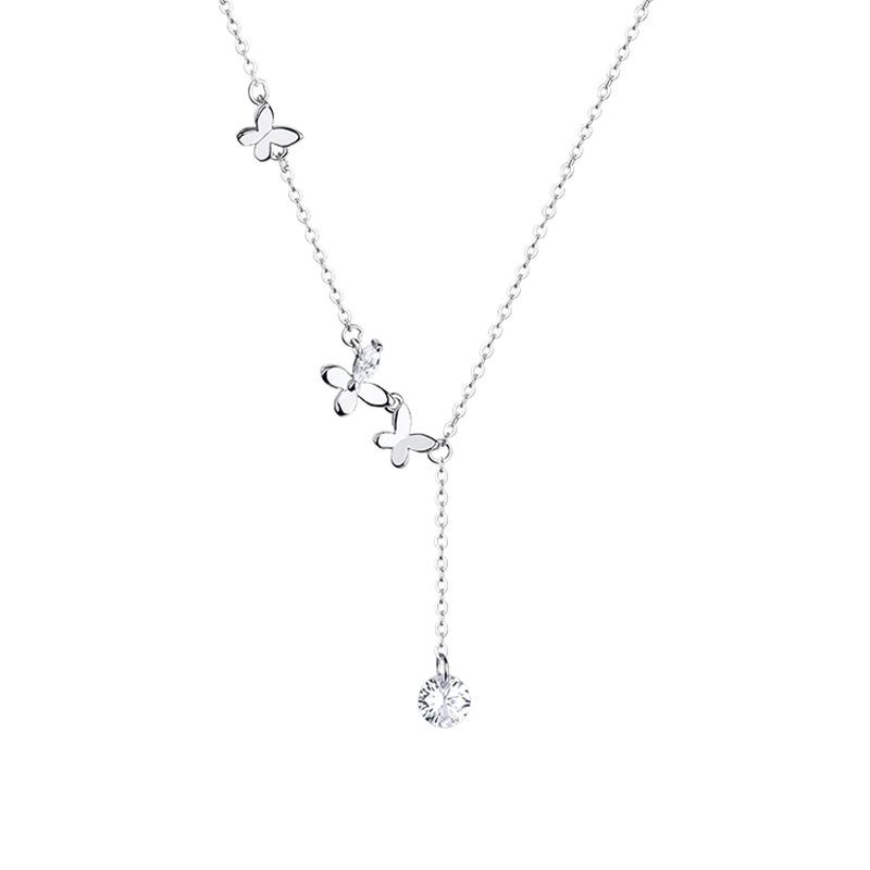 Ожерелье с бабочкой Ins Cold Wind Simple Fringed Keybone Chain Женская легкая роскошная темпераментная нишевая дизайнерская Sense New Strong Chain