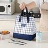 Grid Oxford Minimalist Lunch Bag Tote With Insulated Storage Commuters For