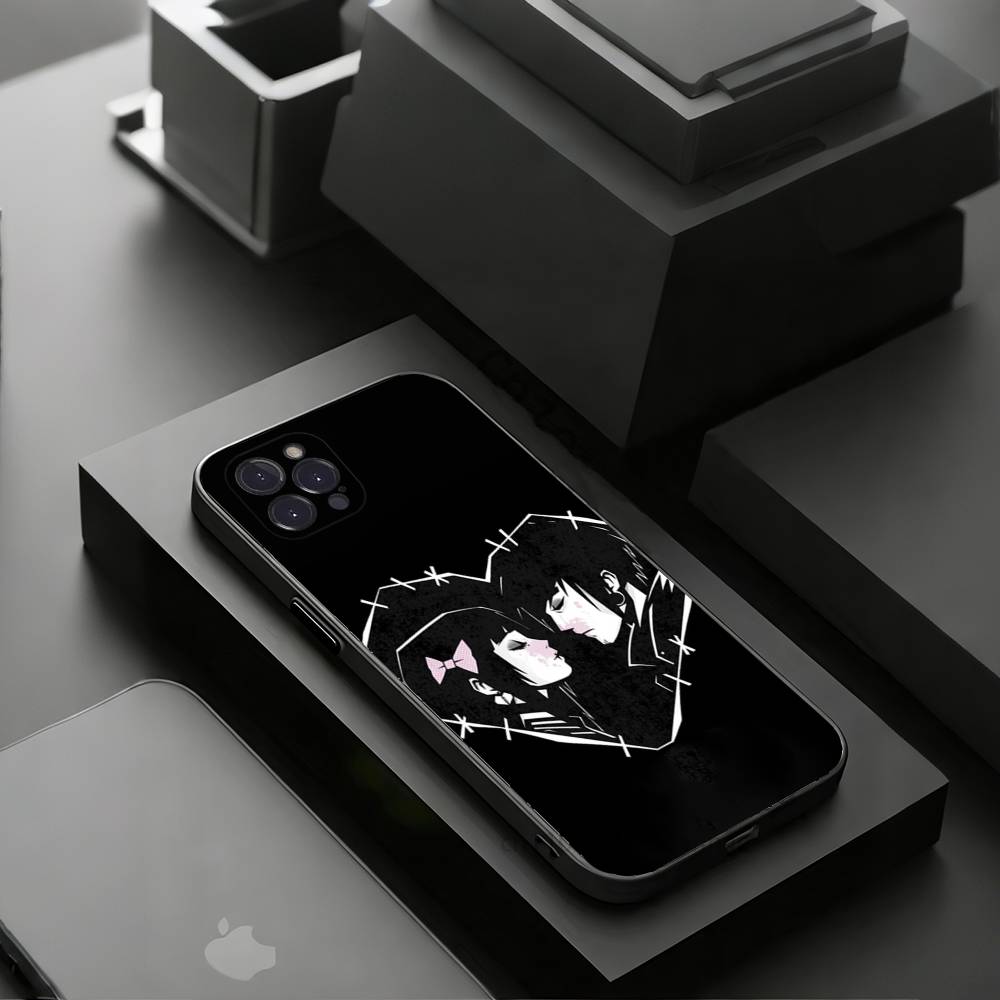 Любовь Черный и Милый Эмо Чехлы Для Телефона Для iPhone 17 16 15 14 13 12 11 Pro Max Plus Роскошная Защита Камеры Пластик