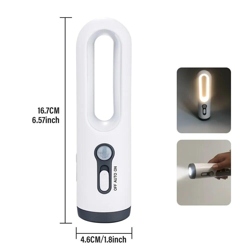 LED Motion Sensor Night Light 2 in 1 Portable Flashlight For Bedroom Sleeping Camping Emergency Light