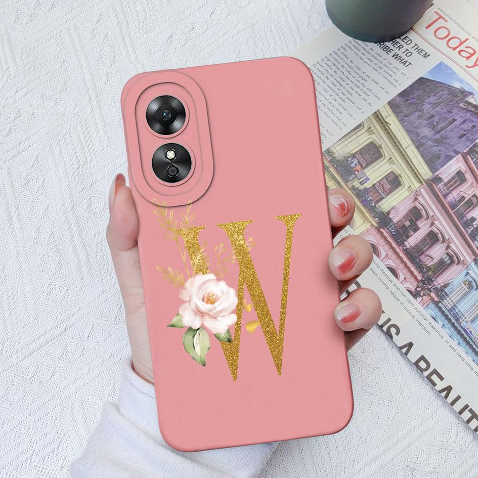 Милый чехол с буквами для OPPO A1 Pro A5 A9 2020 A15 A16 A17 A52 A53, мягкий силиконовый квадратный защитный чехол, бамперы с розовыми буквами для OPPOA17, чехол для телефона