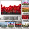 Красные поля тюльпанов, настенные картины, холст, живопись, цветочные полевые постеры и принты, цветочный пейзаж, настенное искусство для декора гостиной