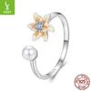 Small Yellow Flower Open Ring S925 Simple And Fashionable Open Ring Batch Jewelry Ring
