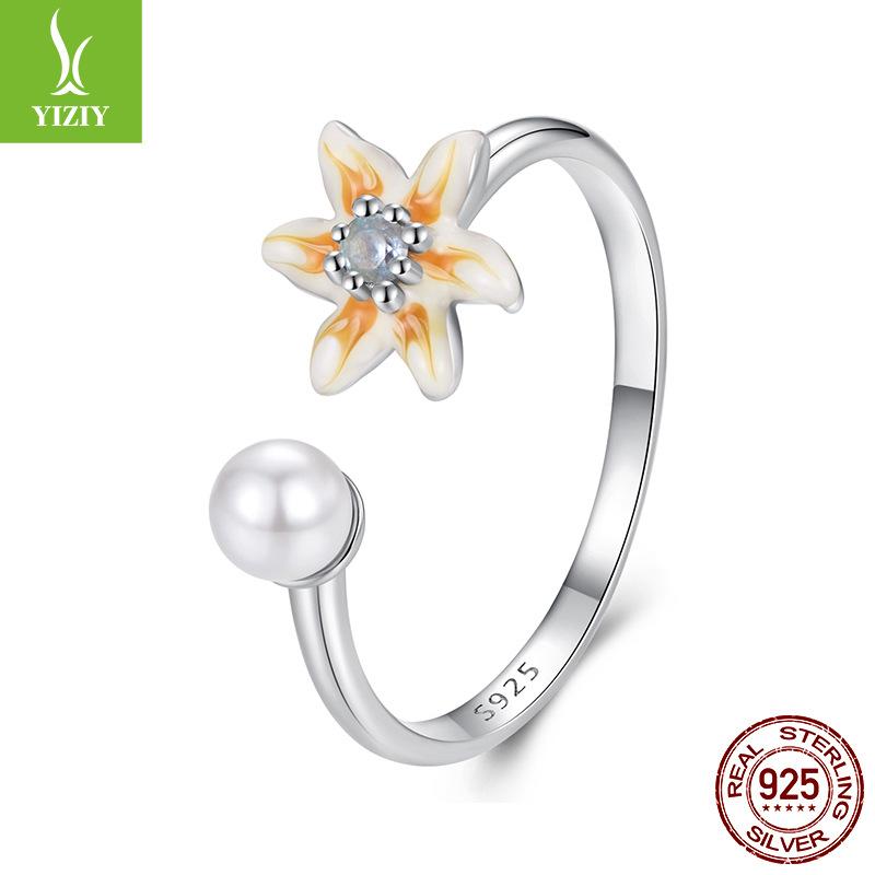 Small Yellow Flower Open Ring S925 Simple And Fashionable Open Ring Batch Jewelry Ring