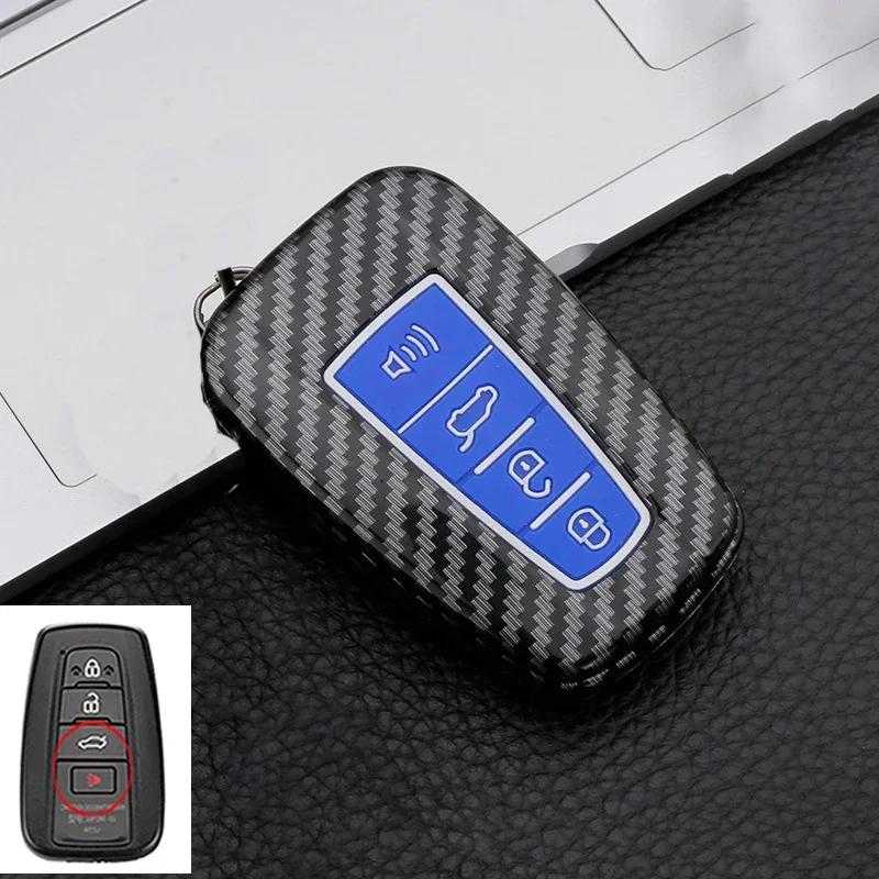 ABS Carbon Fiber Car Key Case Cover Shell For Toyota Prius Camry Corolla CHR C-HR RAV4 Land Cruiser Prado Protector Accessories PQ4