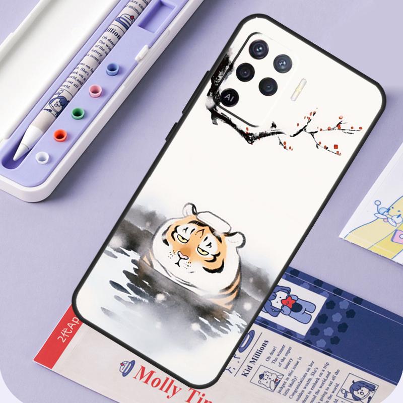 Толстый тигр Мультяшный Забавный Для Oppo A60 A80 A40 A94 A74 A54 A15 A18 A38 A58 A78 A98 A16 A76 A96 A57 A17 A77 A5 Pro Чехол