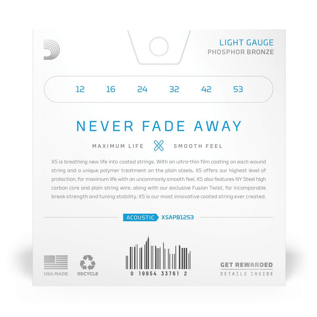 D'Addario D'Addario Струны для акустической гитары Струны с покрытием XS Фосфорная бронза Легкие .012-.053 XSAPB1253 []