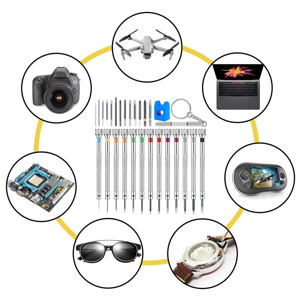 Precision Screwdriver Set 0.6-2.0mm High Hardness Steel Micro Cross Screwdriver Kit for Watch Eyeglasses Work Electronics Repair