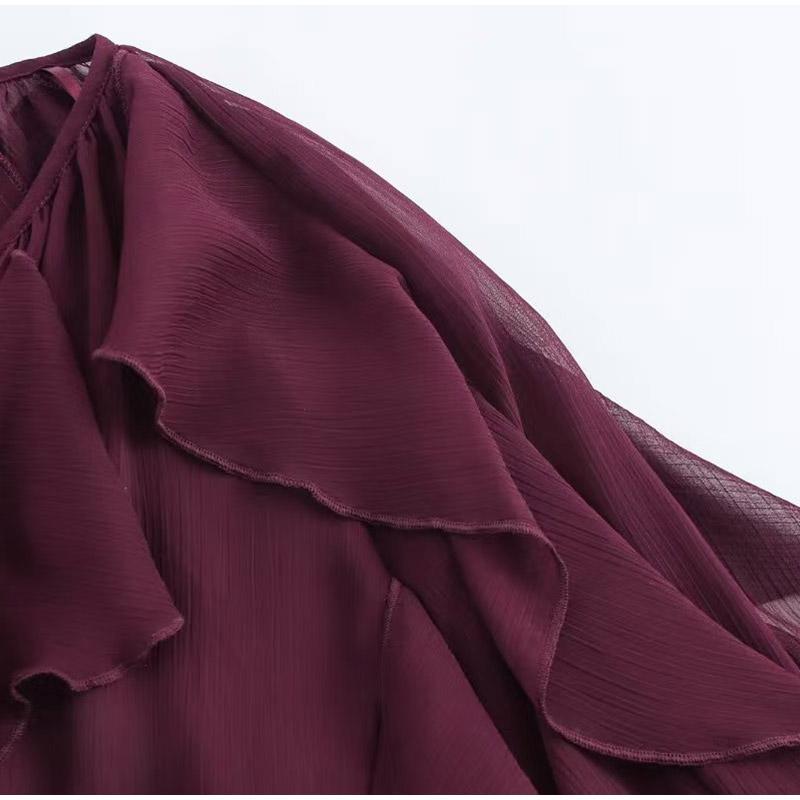 Модные женские рубашки с оборками, свободные, сексуальные, с V-образным вырезом, однобортные, с рукавами-фонариками, блузка 2025 года, весна-лето, женские уличные однотонные топы