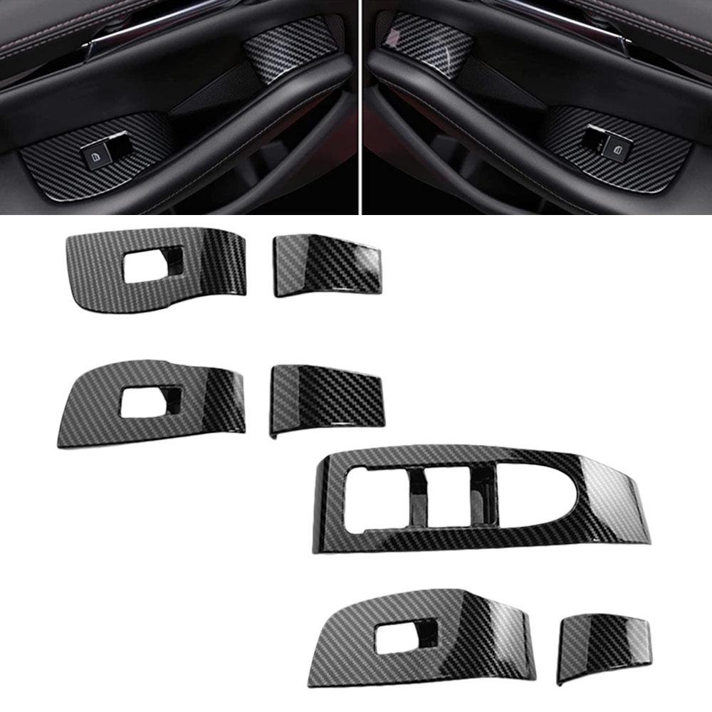 Накладка на панель переключателя управления стеклоподъемниками автомобиля, отделка из углеволокна для Mazda 3 CX-30 2024 2025 2022 2021 2020, аксессуары для украшения