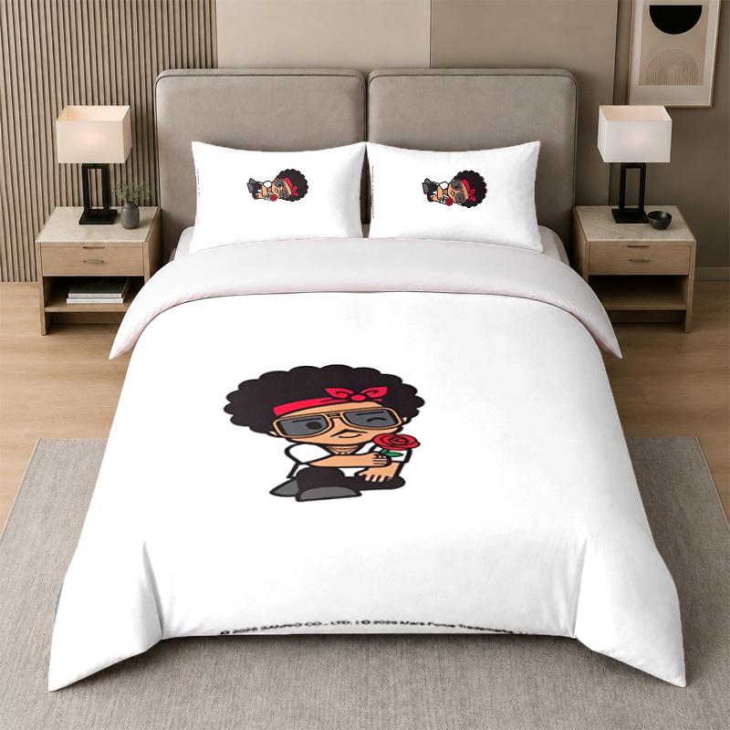 3Pcs Bed Set,Bruno Mars 1 Duvet Cover and 2 Pillowcases, Printed Bedding Decor For Guest Room
