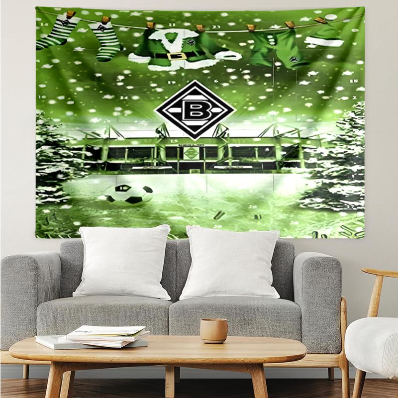 Borussia Monchengladbach logo Tapestry for Bedroom Aesthetic Classroom Tapestries Wall Hanging for Living Room Dorm Office,Ideal Creative Gift
