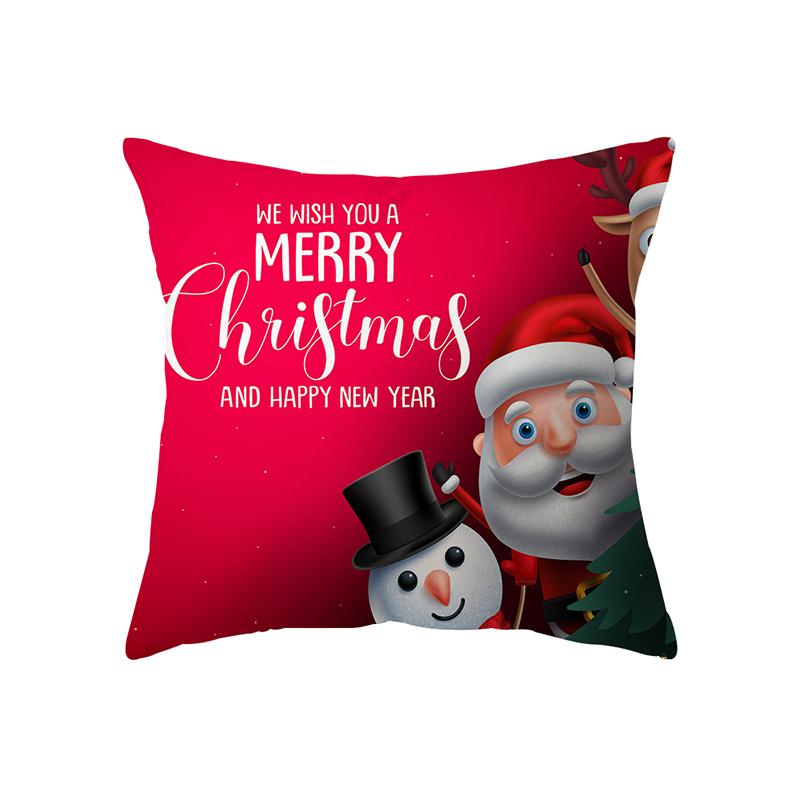 Santa Claus Christmas Theme Printed Pattern Cushion Cover Home Living Room Sofa Decoration Square Pillow Pillow Cover