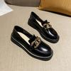 Jk Small Leather Shoes Women's Platform British Style 2025 New Spring Versatile Shoes Black Round Head Leather Loafers