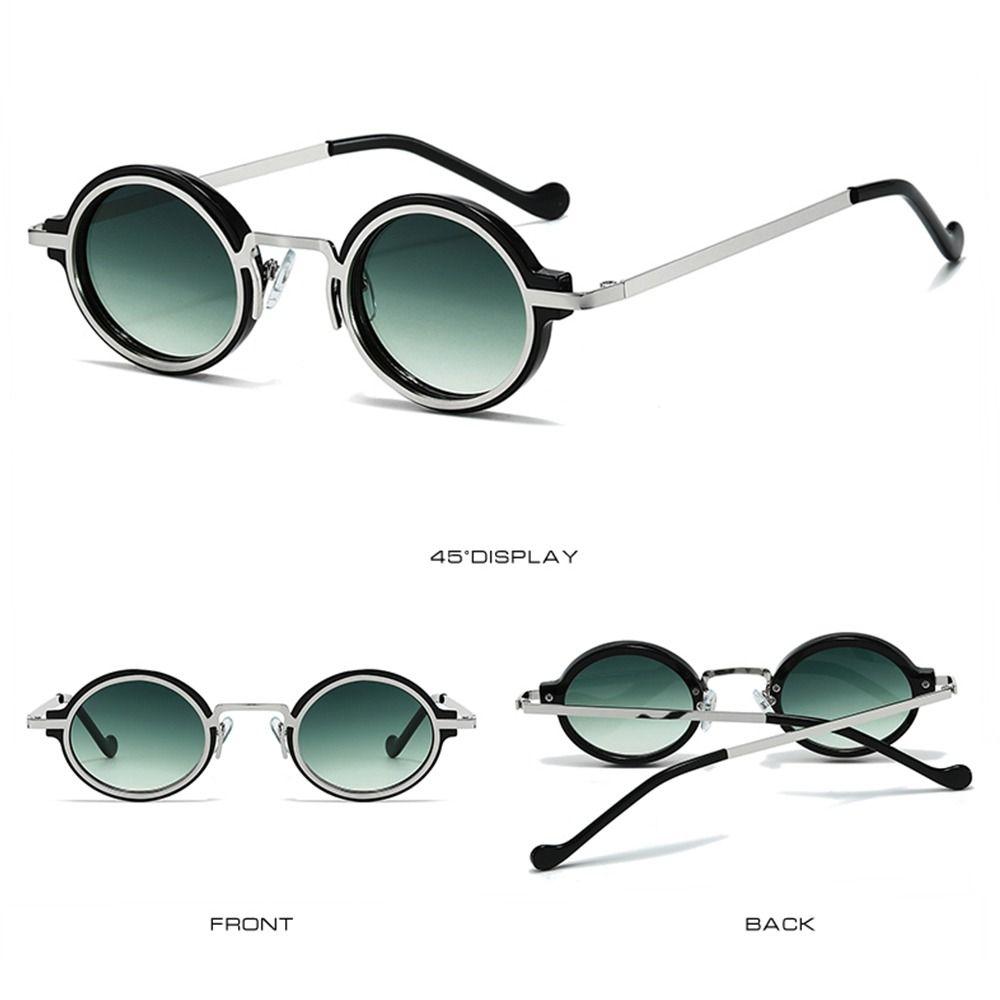 Металлическая оправа Панк Очки Y2K Очки Винтажные Маленькие Круглые Солнцезащитные Очки для Женщин и Мужчин