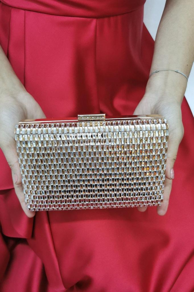 Женская стильная и полезная сумка для вечернего платья Женская вечерняя сумка с цепочкой из платинового стекла и камнями