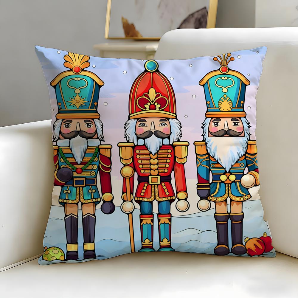 classic doll Nutcracker Doll Cushion Cover Soft EasyWash Pillow Case Versatile for Couch Bed Travel and Office