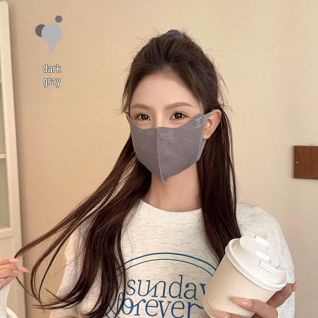 High-Quality Lace Winter Mask: UV Protection, Eye Corner Shield, Rhinestone Detail, Thick, Three-Dimensional, Warm, Perfect for Cold Weather.