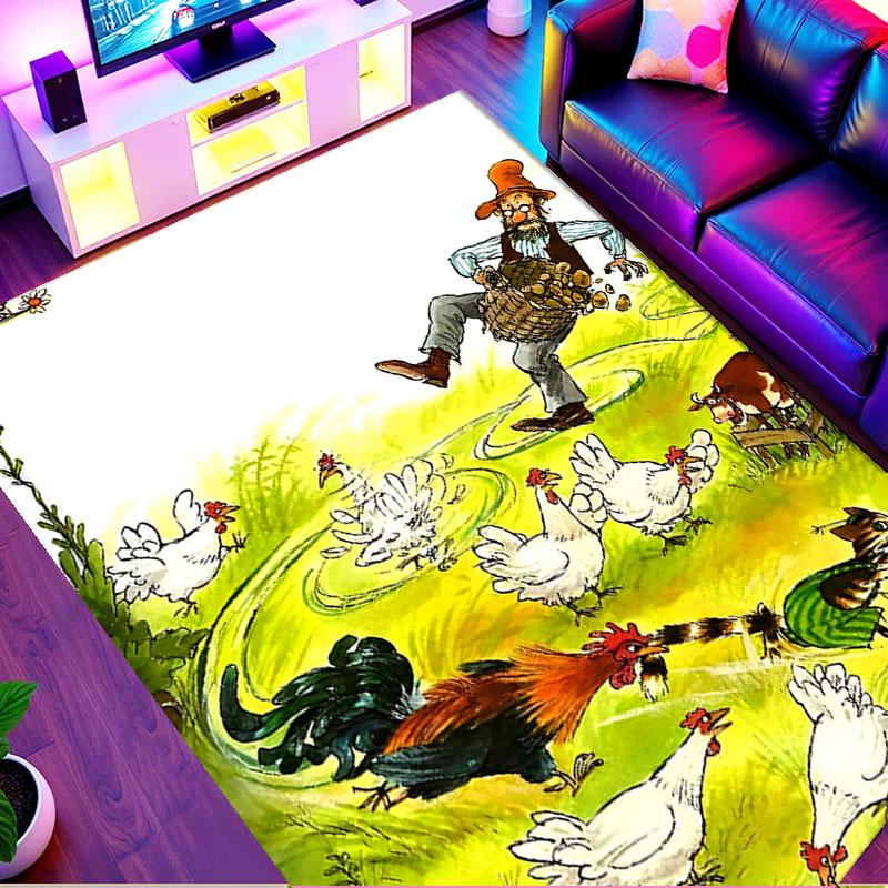 Pettersson und Findus Print Rug, Washable Floor Carpet, For Entryway Dorm Laundry Room Office Study, Home Decor Birthday Christmas Gift