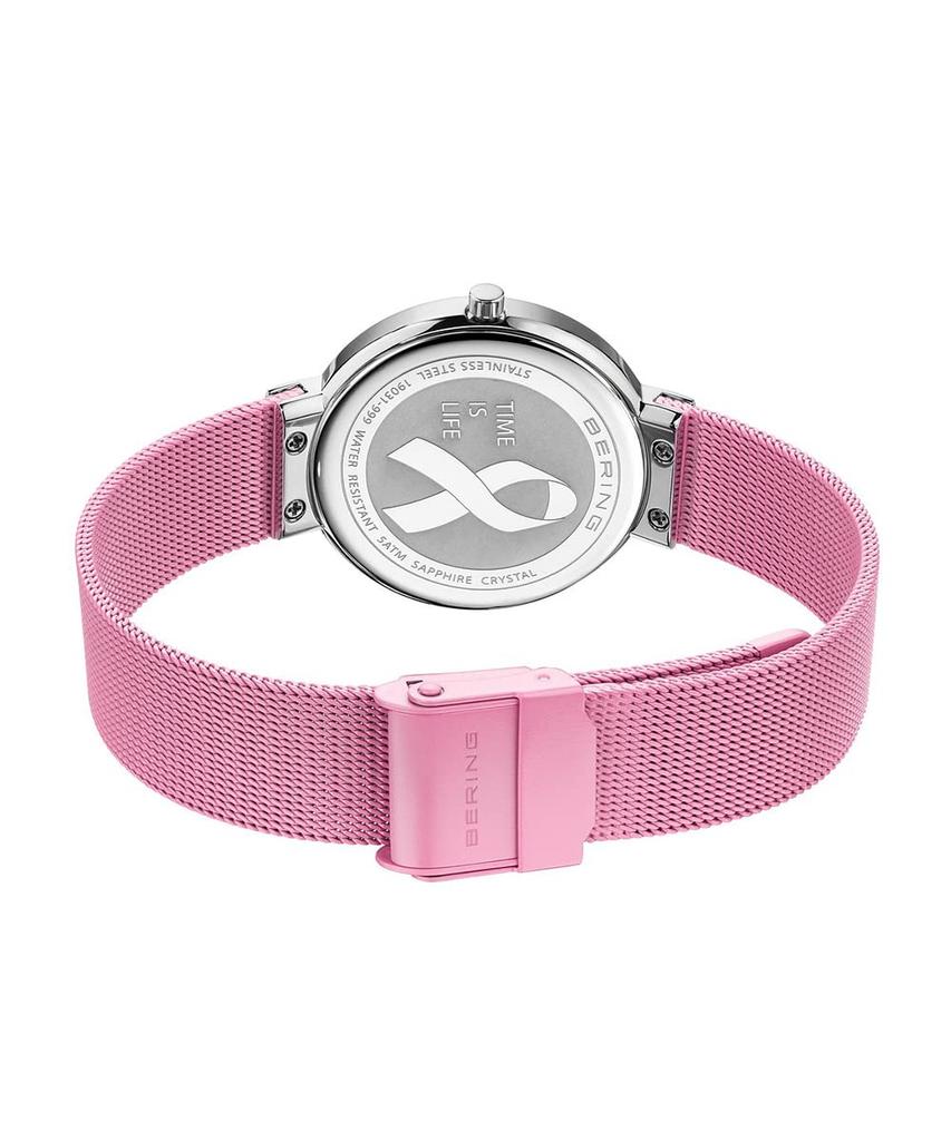 Часы BERING с браслетом Charity Model, розовый ремешок из нержавеющей стали, сапфировое стекло, набор браслетов TIME IS LIFE, оригинальный импортный продукт, гарантия 3 года