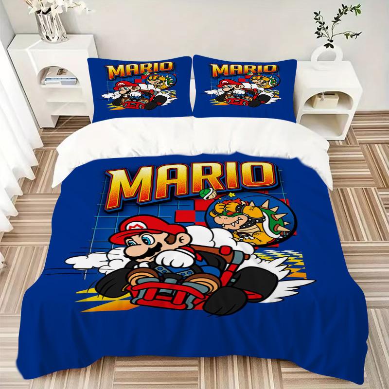 Mario Kart Adventure Print 3Pcs Bedding Setduvet Cover With 2 Bedropillowcase Home Birthday Gift