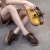 Fashion GKTINOO 2025 Autumn New Retro Thick Soled Genuine Leather Flats British Style Versatile Round Toe Lace-up Women's Shoes
